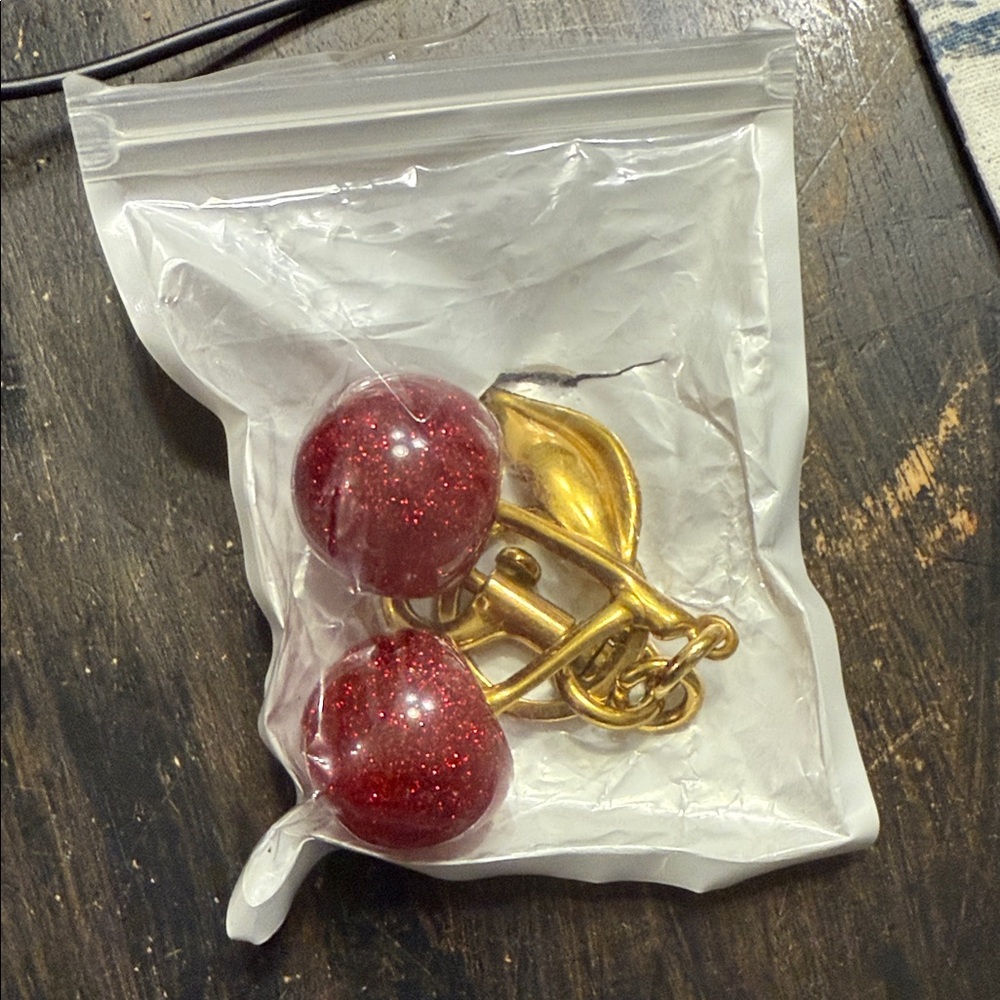 Red Glitter Cherry Bag charm
